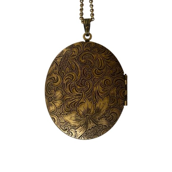 Upcycled Reworked L V Monogram Canvas Locket Necklace Handmade Flower Motif - Picture 9 of 15